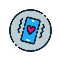Design Illustration graphic of Love Buzz Notification icon with colored outline style. Suitable for UI, mobile design, web design, etc. Transparent Background. png