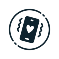 Design Illustration graphic of Love Buzz Notification icon with glyph style. Suitable for UI, mobile design, web design, etc. Transparent Background. png