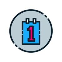 Design Illustration graphic of the first of the month icon with colored outline style. Suitable for UI, mobile design, web design, etc. Transparent Background. png