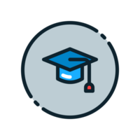 Design Illustration graphic of toga hat icon with colored outline style. Suitable for UI, mobile design, web design, etc. Transparent Background. png