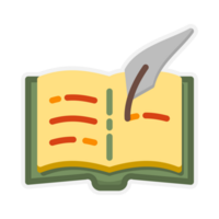 Design Illustration graphic of old book icon with colored outline flat style. Suitable for UI, mobile design, web design, etc. Transparent Background. png