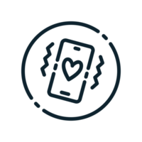 Design Illustration graphic of Love Buzz Notification icon with line style. Suitable for UI, mobile design, web design, etc. Transparent Background. png