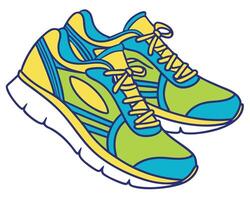 illustration of a pair of colorful athletic running shoes on a white background vector