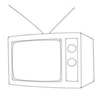 Simple outlined retro television set with antenna representing technology and entertainment for design. vector