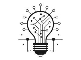 illustration of an illuminated light bulb with integrated circuit and technology concept. vector