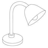 Outlined illustration of a modern gooseneck desk lamp providing illumination in black and white vector