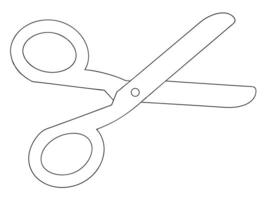 Outline illustration of scissors isolated on a white background in black and white for design elements. vector