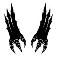 Spooky illustration of a symmetrical pair of monster claws with sharp talons and a menacing dark design. vector