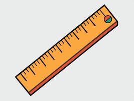 illustration of a simple orange ruler with black markings against a light gray background vector