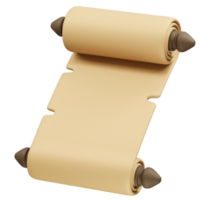 old scroll paper icon 3d. Ancient Scroll paper 3d icon illustration render png