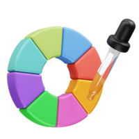 Color Wheel with Pipette for Color Analysis and Infographic icon 3d render illustration. Color pie chart icon 3d. png