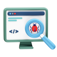 Debugging Software bug icon illustration 3d. Bug detection 3D Icon illustration png