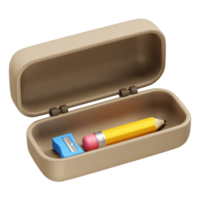 Pencil case with pencil and sharpener icon illustration 3d rendering png