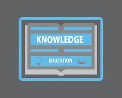 illustration of an open book symbolizing knowledge and education with icons and text vector