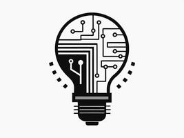 Creative digital lightbulb icon with circuit board design symbolizes innovation technology and solutions. vector