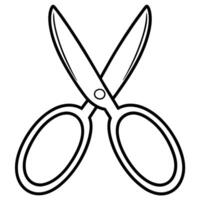 Simple outline illustration of crossed scissors isolated on a white background for design and editing vector
