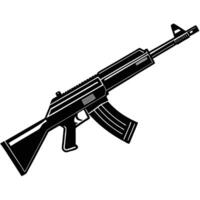 illustration of a black and white ak-style assault rifle isolated on white background. vector