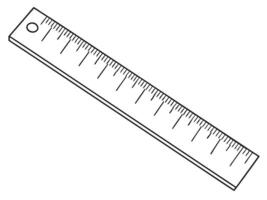 Simple black and white illustration of a ruler featuring measurement markings for education and design vector