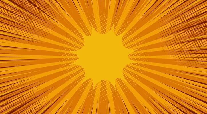 Bright orange pop art comic sunburst effect background with halftone. Cartoon abstract . Suitable for templates, sales banners, events