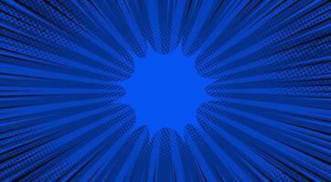 Blue comic sunburst effect background with halftone. Pop art comic-style. Suitable for templates, sale banners, events, ads, web and pages vector