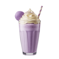 Purple Milkshake Topped with Whipped Cream and Straw on Transparent Background png