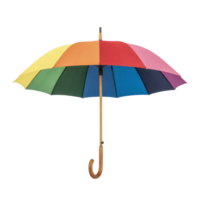Colorful Striped Umbrella With Wooden Handle On Transparent Background png