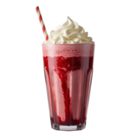 Refreshing Berry Smoothie With Whipped Cream and Straw in Glass on Transparent Background png