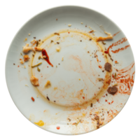 esvaziar prato com Comida partículas e temperos dentro uma circular padronizar em transparente fundo png