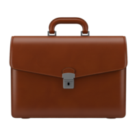 Classic Brown Leather Briefcase With Silver Locking Mechanism On Transparent Background png