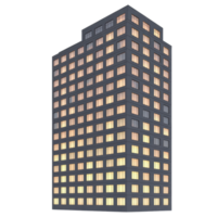 Modern High-Rise Apartment Building With Illuminated Facade on Transparent Background png