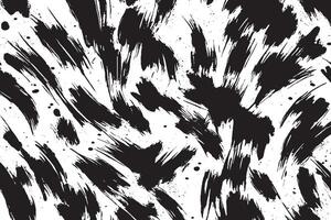 Expressive black ink brush stroke pattern on white background with dynamic splashes. Ideal for abstract art, modern design, textiles, or grunge-inspired visual projects. vector