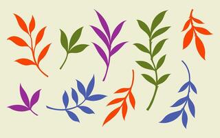 Set of colorful leaves with flat design. Foliage collection. vector