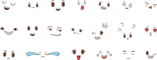 Collection of cartoon poop emoji characters with various emotions and gestures like love, sadness, surprise, high five and more. Isolated on white. Stock illustration in cartoon style. vector