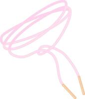 Single pink shoelace with soft curves in cheugy girly aesthetic. Minimal composition, pastel color. Isolated on white. Stock illustration in flat style. vector