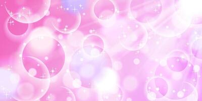 Sparkling pastel Y2K background with dreamy circles and stars. Cartoon design in pink and violet shades. vector