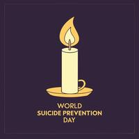 Illuminating Hope, A single candle burns brightly against a deep background, its warm glow casting a gentle light on the solemn occasion of World Suicide Prevention Day. Symbolizing hope, support. vector