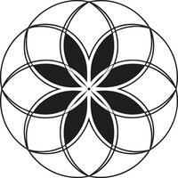 Sacred Geometric Flower, A minimalist representation of a sacred geometry flower, evoking a sense of balance and harmony. The perfect addition to your design projects. vector