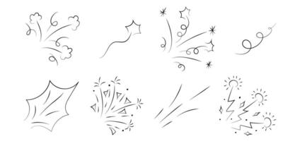 Celebrate New Year with firework. Birthday confetti icon. Firecracker explosion for party or carnival burst. Abstract bling symbol. Doodle festive boom and sparkle for congratulation and decoration. vector
