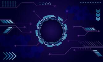 Abstract circuit board and hexagons on dark blue background with connecting dots and lines. Connection structure. High tech technology geometric and connection system background. vector