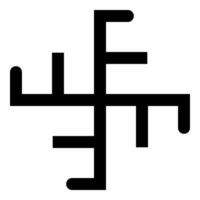 Sun crest symbol sign slavic pagan icon black color style vector