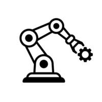 Robotic arm icon holding gear in modern automation style vector