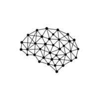 Neural network brain icon with connected black dots and lines vector