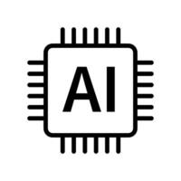 AI processor icon with extended circuit connectors in bold outline vector