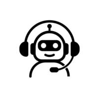 Support robot icon wearing headset with antenna and smile vector