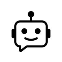 Friendly chatbot robot face with antenna icon vector