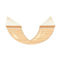 Hammock simple illustration. Beige hammock for rest in simple cartoon style. Perfect for summer, relaxation on tropical beach, and summer vacation designs. vector