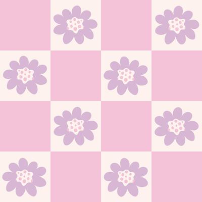 Pastel Chessboard Floral Seamless Pattern