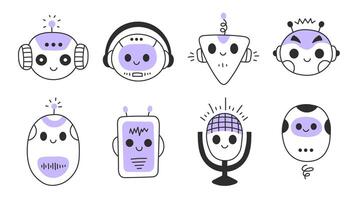 AI Robot Head Avatars Set vector
