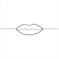 Minimalist continuous line art drawing of Lips illustration vector