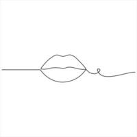 One continuous line drawing of beautiful lips illustration vector